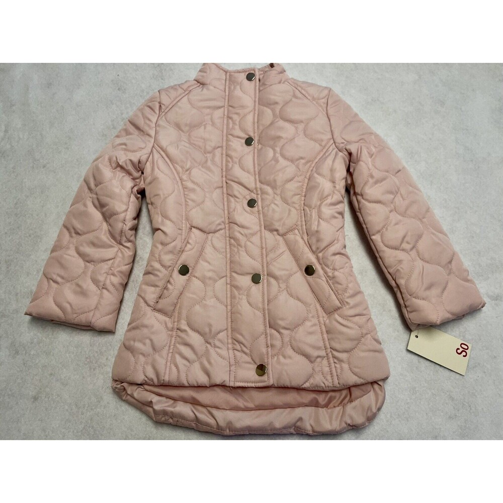 SO Quilted Barn Jacket/Coat Sz Girls 4/5 Lt Pink lightweight pockets snap zipper